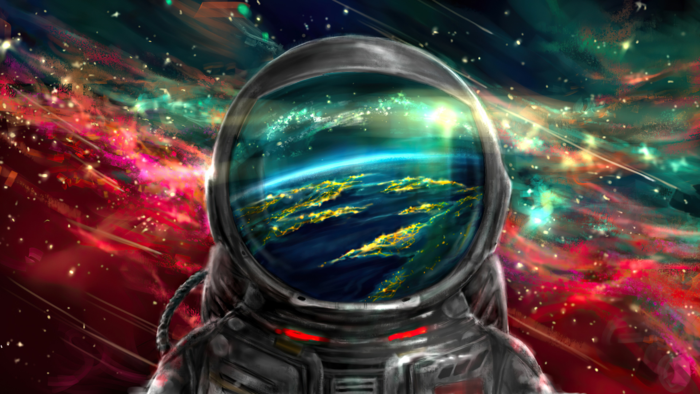 太空太空人宇航员色彩绚丽