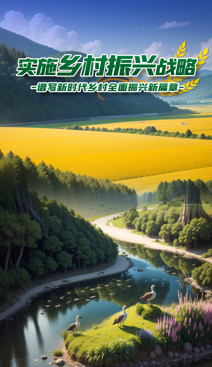 美丽乡村丰收农田乡村振兴易拉宝海报
