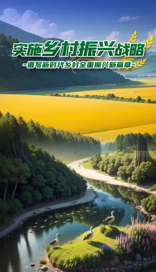 美丽乡村丰收农田乡村振兴易拉宝海报