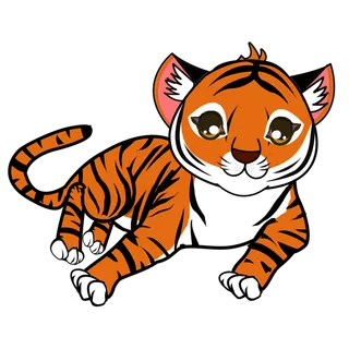 卡通小老虎PNG免抠插画素材可爱动物老虎插画贴图PNG免抠设计素材