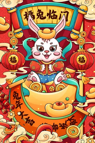 国潮兔年2023年新年春节海报