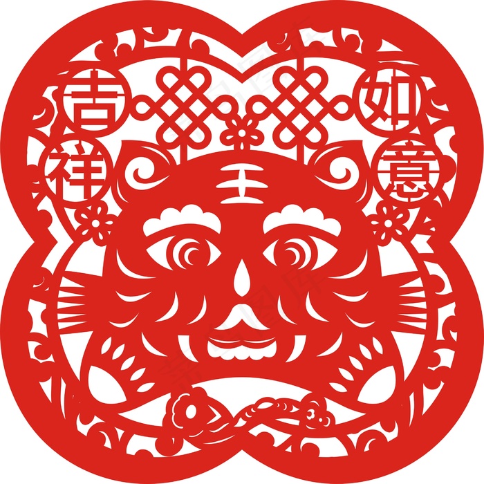 虎年吉祥如意剪纸cdr矢量模版下载