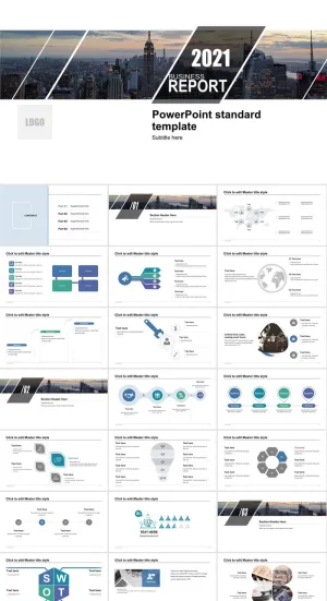几何图形线条裁图创意扁平化工作总结报告ppt模板预览图