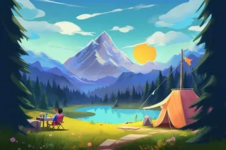 露营风景清新蓝天白云背景