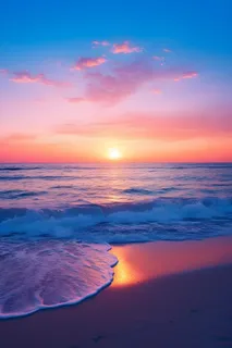 海边沙滩渐变浪漫落日背景