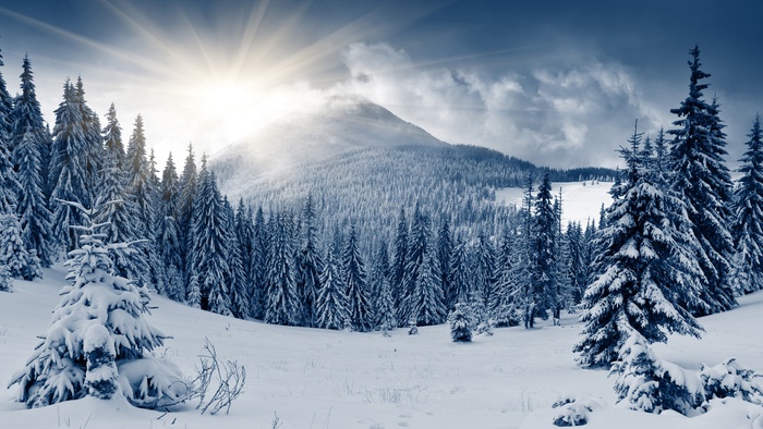 高清雪山雪景风景