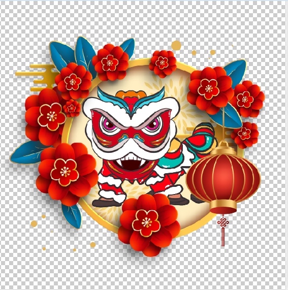 设计祝贺新年舞狮背景