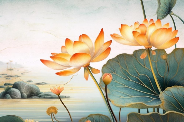 中国风精致荷花大气背景