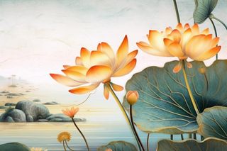 中国风精致荷花大气背景