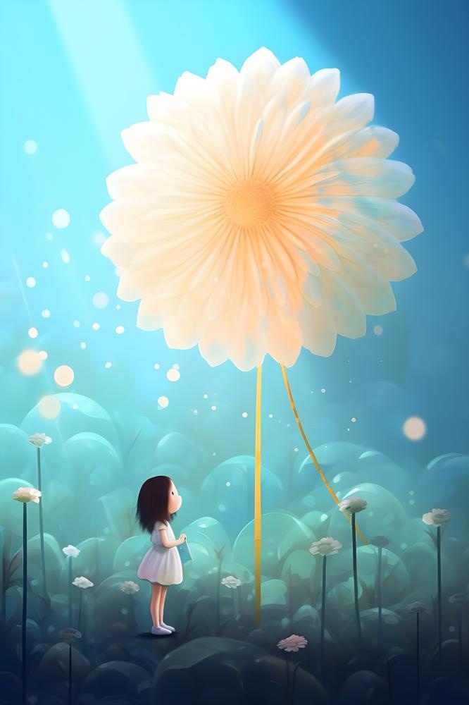 手绘插画花人物草原山森林大自然素材海报背景(3584x5376)