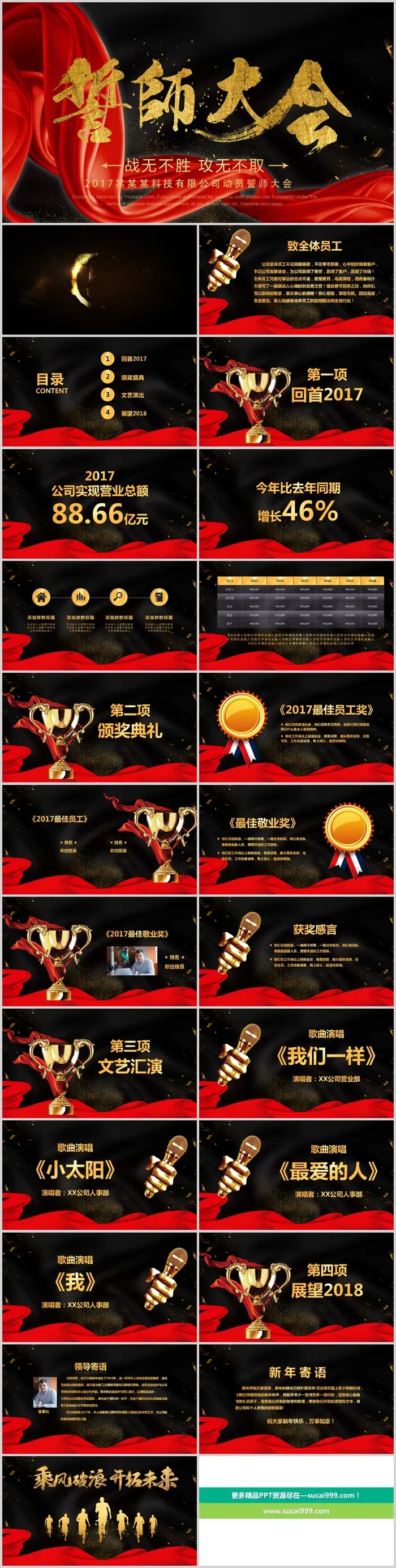 大气年结总结新年计划誓师大会PPT模板