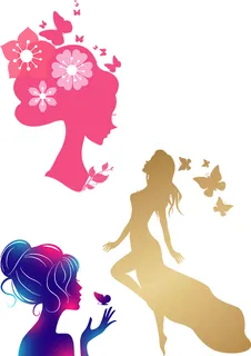 女神节海报人物剪影素材