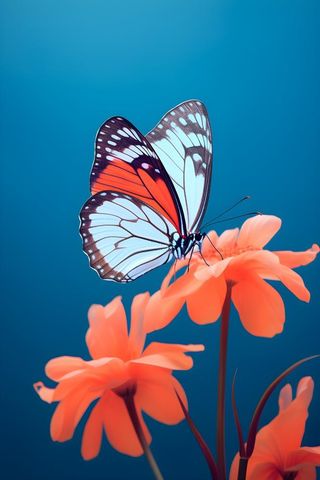 红花蝴蝶质感背景