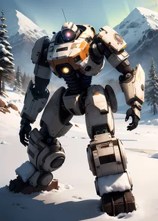 北极雪地机器人站姿插画