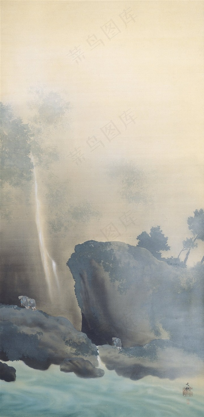 桥本关雪山水作品素材