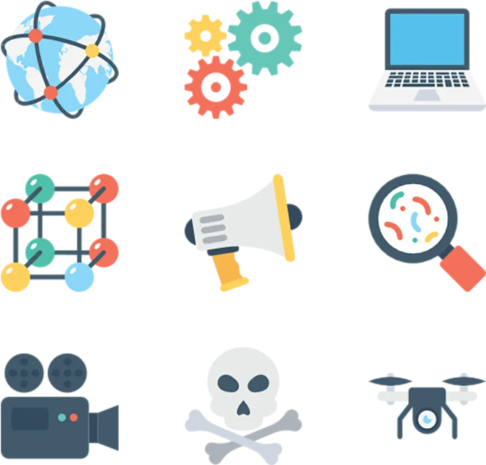 卡通图标简笔网络元素科技kv主视觉素材