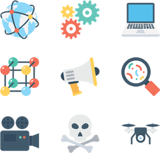 卡通图标简笔网络元素科技kv主视觉素材