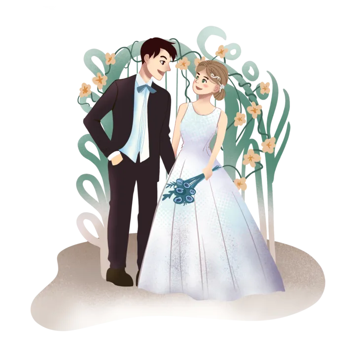 婚纱卡通人物婚礼白纱结婚婚纱摄影手绘