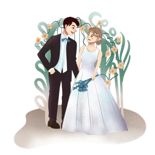 婚纱卡通人物婚礼白纱结婚婚纱摄影手绘