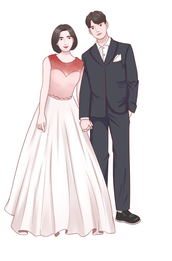 婚纱卡通人物婚礼白纱结婚婚纱摄影手绘