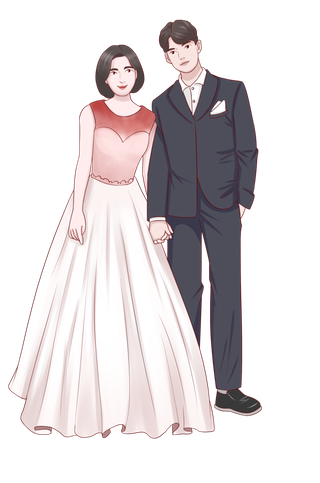 婚纱卡通人物婚礼白纱结婚婚纱摄影手绘