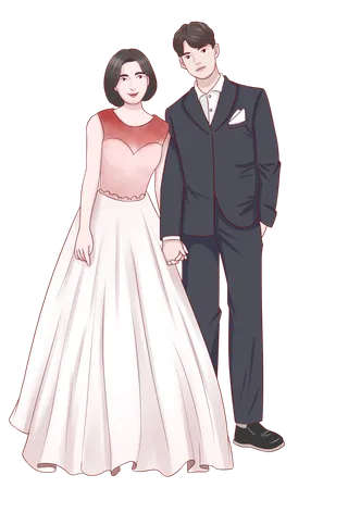 婚纱卡通人物婚礼白纱结婚婚纱摄影手绘