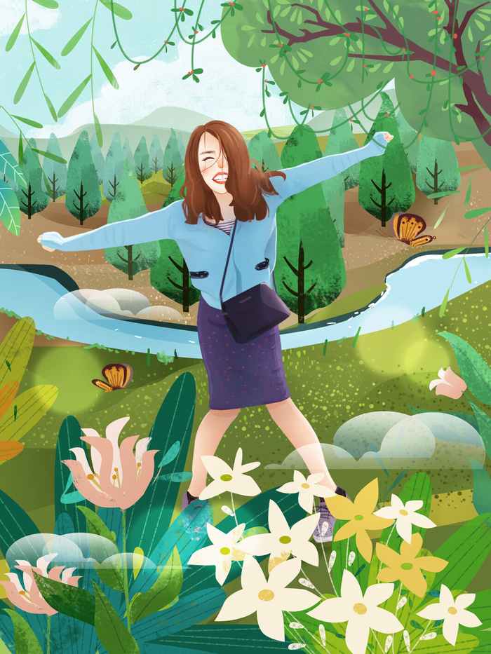 大气妇女节女神女王女生母亲节卡通手绘插图插画海报素材设计模板