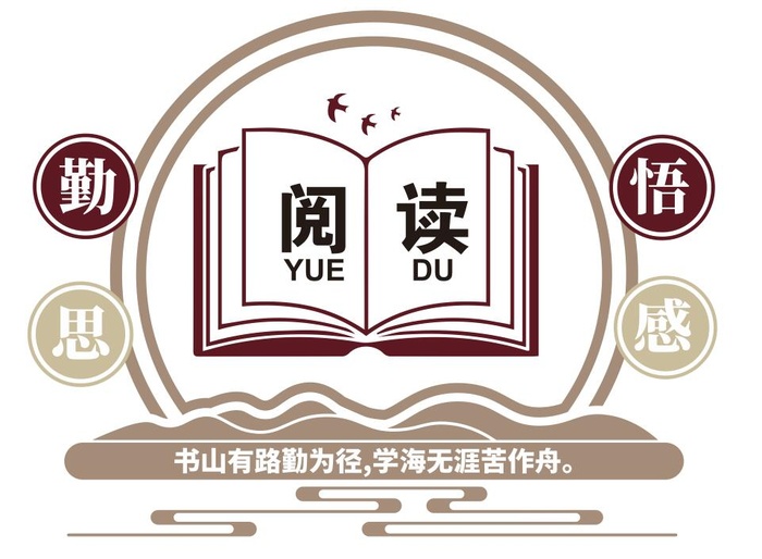 矢量图书馆阅读室校园文化墙