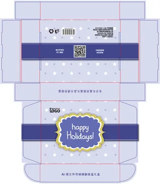 包装盒礼品翻盖盒展开刀板图