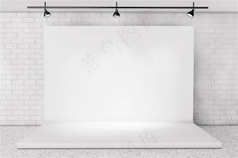 聚光灯下的白色展板 聚光灯下的白色展板