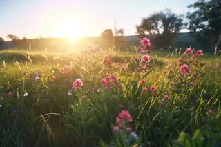花朵绿叶草丛森林阳光大自然摄影海报素材背景