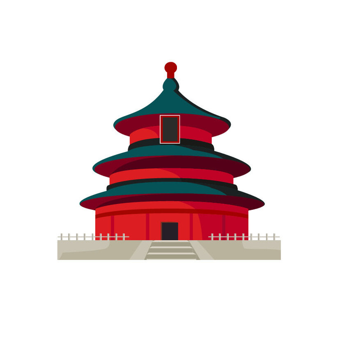 复古中国风国潮古建筑插画手绘高楼古塔AI素材亭子png免抠图ai矢量模版下载