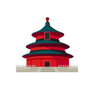 复古中国风国潮古建筑插画手绘高楼古塔AI素材亭子png免抠图