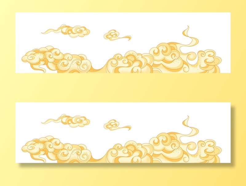 中国风国潮祥云插画手绘云彩图案海报云层装饰背景PSD设计素材