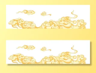 中国风国潮祥云插画手绘云彩图案海报云层装饰背景PSD设计素材