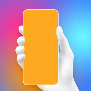 渐变色手持苹果手机插画展示样机