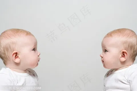 创意搞怪广告素材 面对面的外国婴儿侧面特写