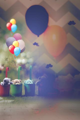 梦幻儿童气球紫色背景