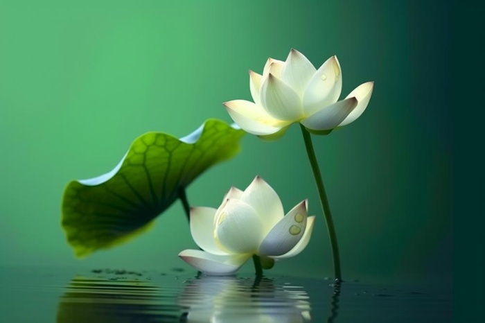 绿色简约荷花摄影背景图