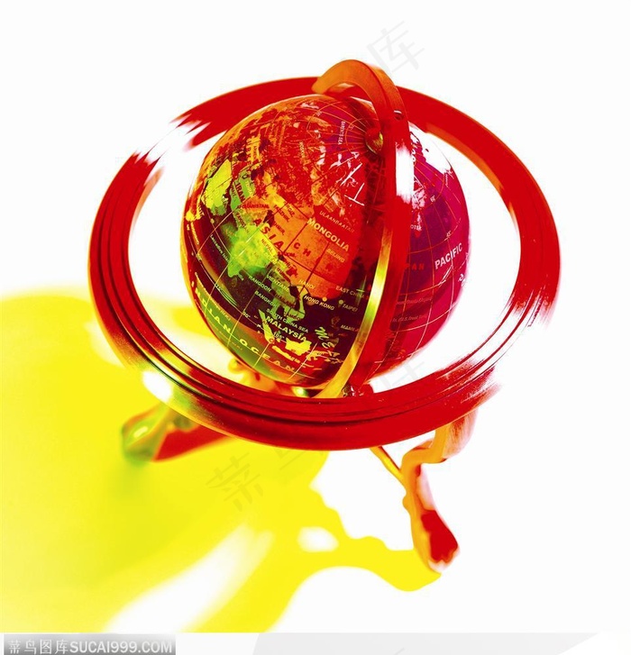 彩光下的地球仪