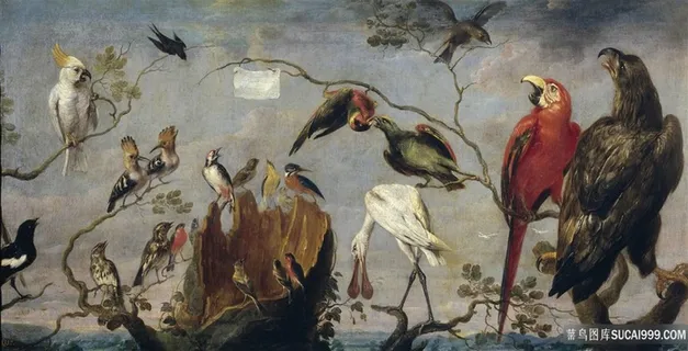 百鸟图高清风景画油画图片 百鸟图高清风景画油画图片