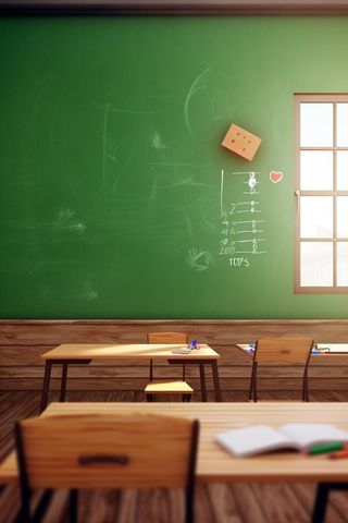 课室光照场景手绘图