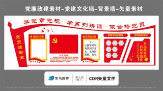 党建文化墙党建素材CDR预览图红色背景党员活动室党章党徽