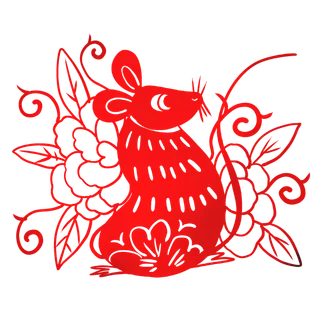 红色喜庆鼠年剪纸窗花新年快乐免扣PNG素材图片 (35)