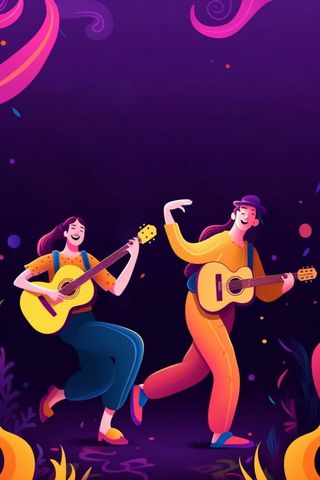 音乐扁平插画晚会背景