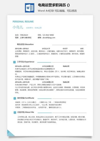 电商运营求职简历 (2)