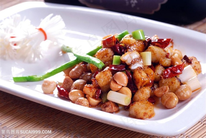 宫爆银雪鱼中华美食摄影图