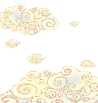 中国风国潮祥云插画手绘云彩图案海报云层装饰背景PSD设计素材