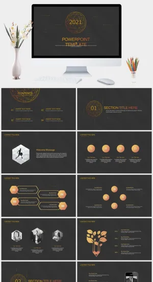 高逼格点线科技感PPT模板预览图