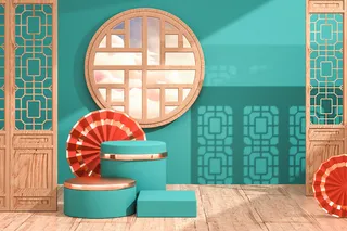 中国风古典喜庆C4D背景图3D国潮场景促销活动海报PSD设计素材模板